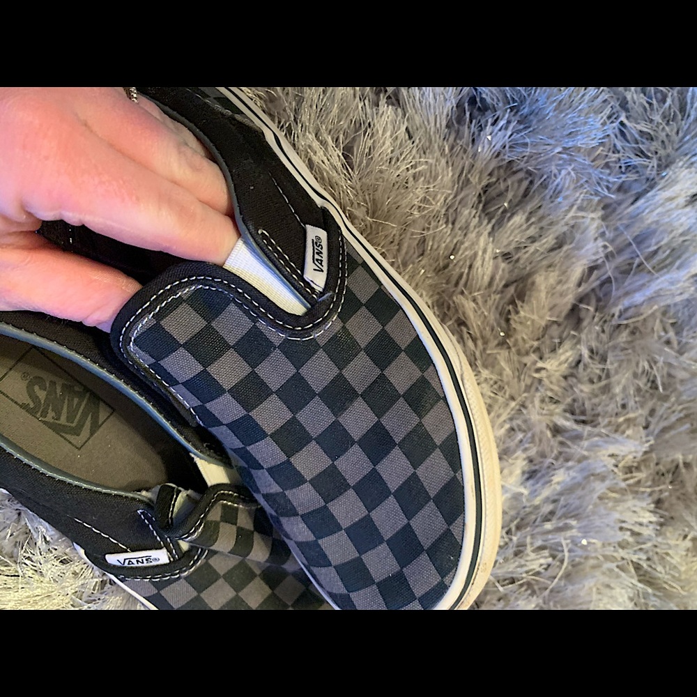 Black and grey checkered vans boys size 2 - Picture 7 of 10